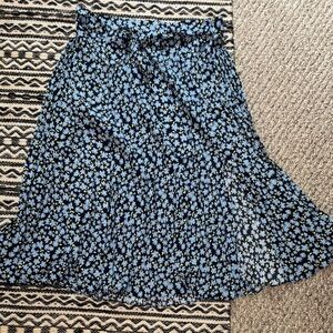 Skies Are Blue Black and Gray Midi A-Line Wrap Skirt
